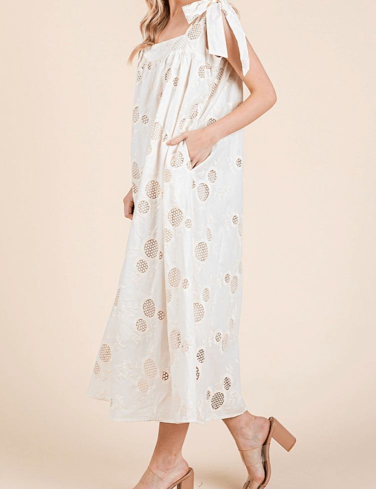 Sunflower Eyelet Lace Midi Sundress - MTT Collective