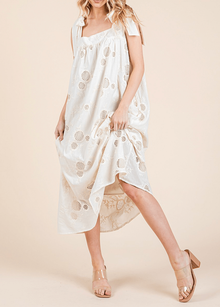 Sunflower Eyelet Lace Midi Sundress - MTT Collective