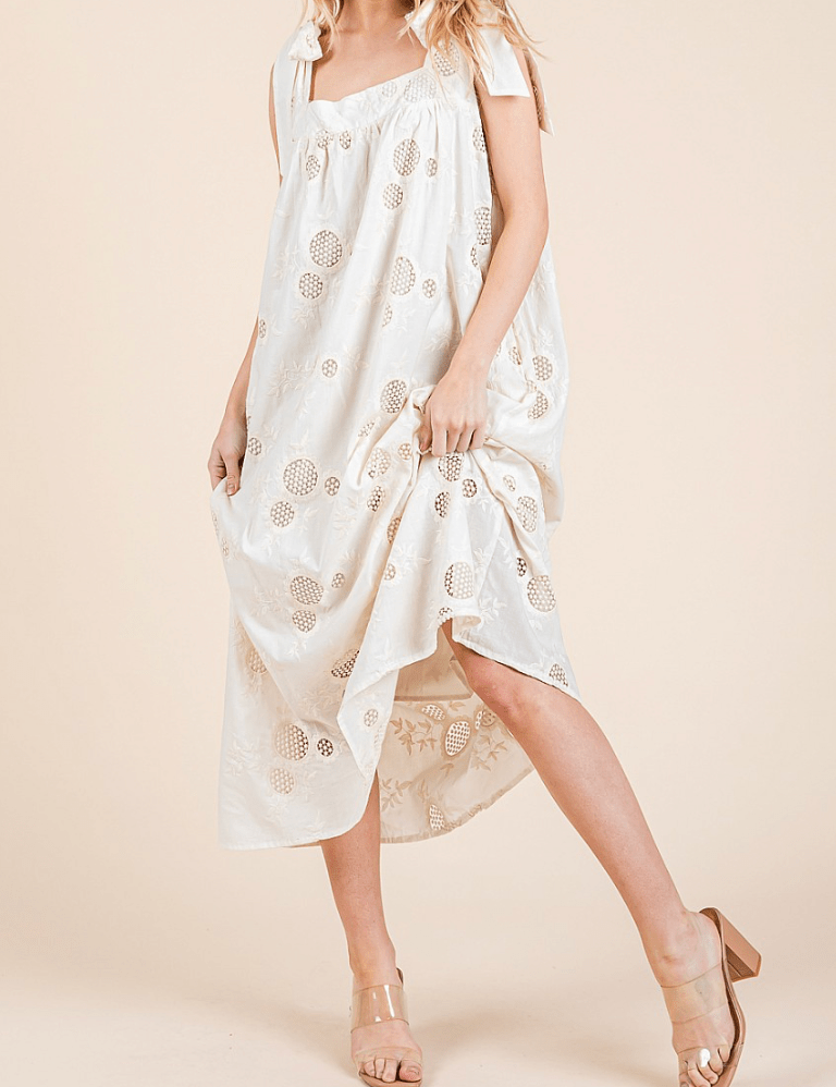 Sunflower Eyelet Lace Midi Sundress - MTT Collective