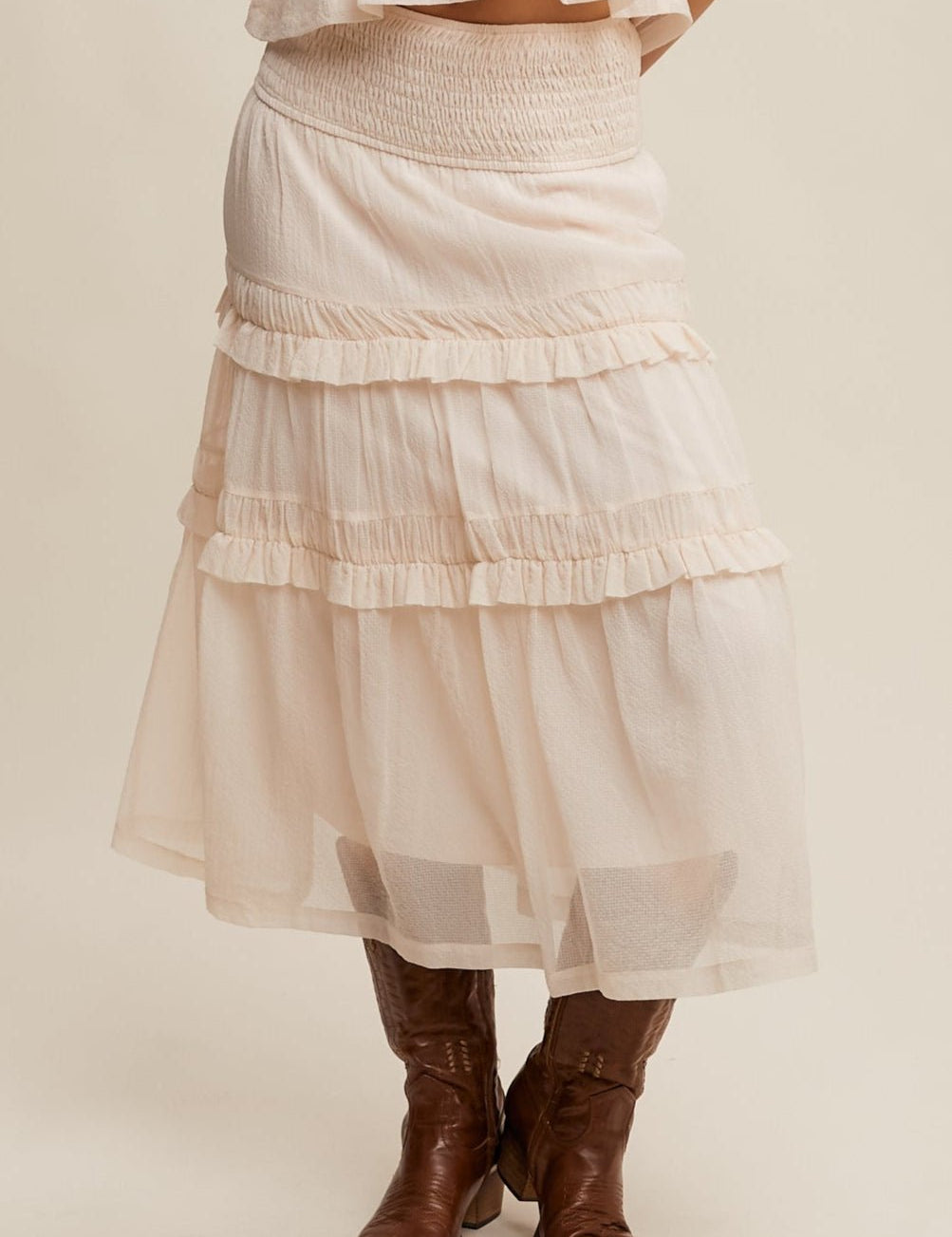 Susie Smocked Ruffle Tiered Skirt - MTT Collective