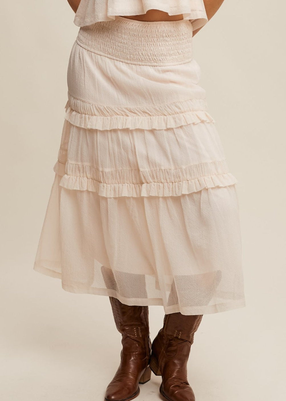 Susie Smocked Ruffle Tiered Skirt - MTT Collective