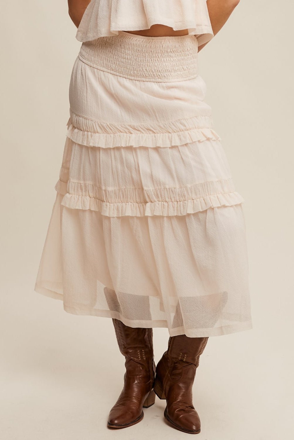 Susie Smocked Ruffle Tiered Skirt - MTT Collective