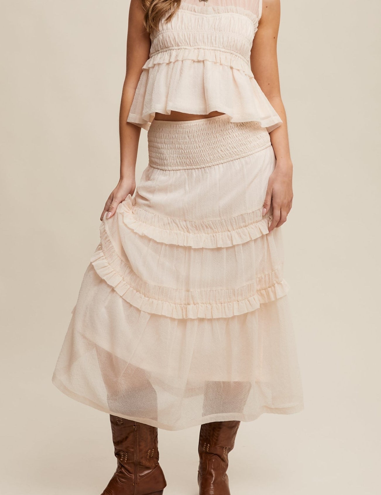 Susie Smocked Ruffle Tiered Skirt - MTT Collective