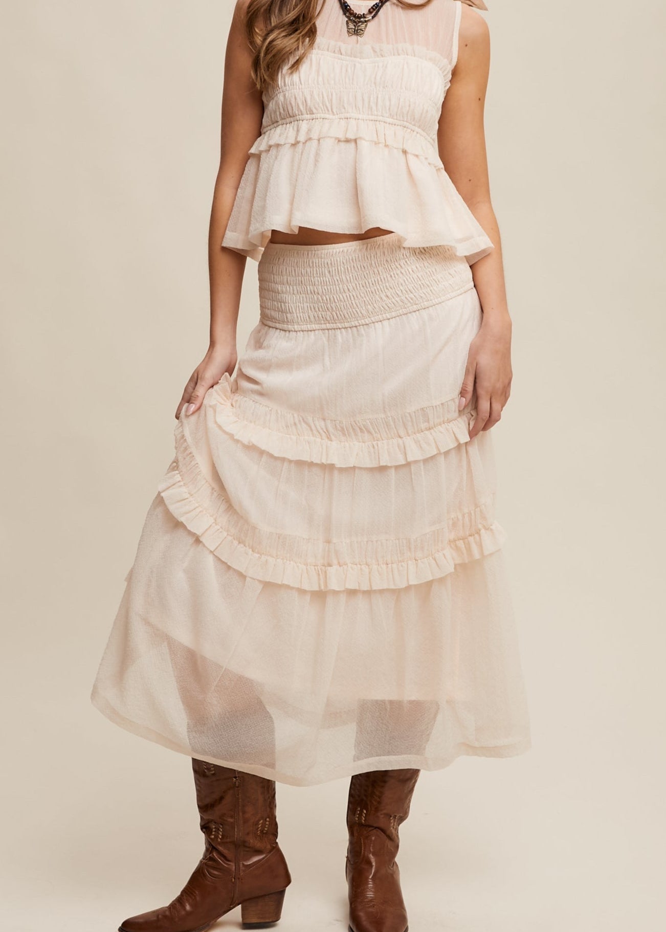 Susie Smocked Ruffle Tiered Skirt - MTT Collective