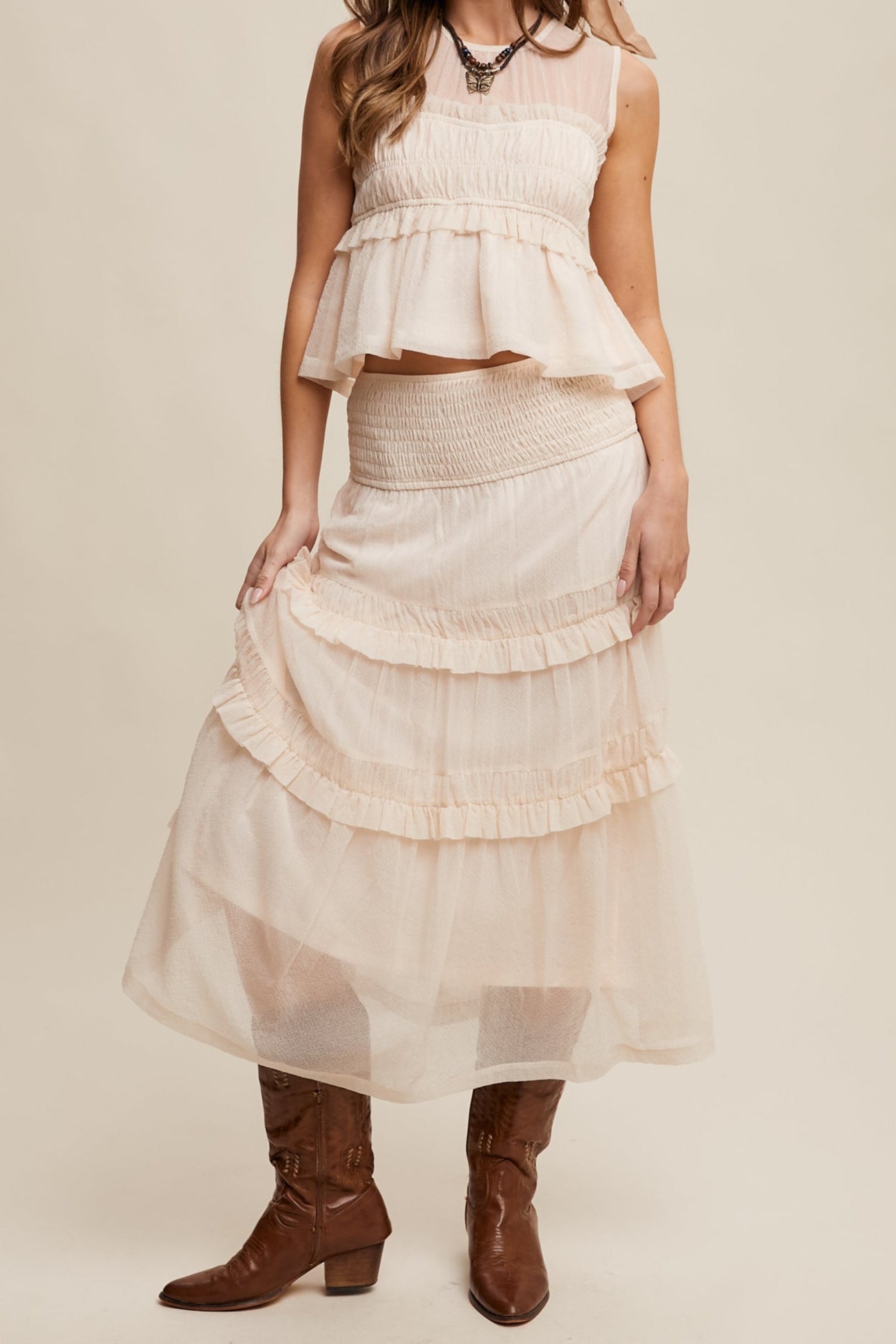 Susie Smocked Ruffle Tiered Skirt - MTT Collective