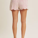 Sweet Summer Scallop Hem Embroidered Stripe Shorts - MTT Collective