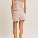 Sweet Summer Scallop Hem Embroidered Stripe Tank - MTT Collective