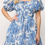 Tallulah Tropical Print Shirred Waist Dress - MTT Collective