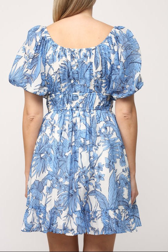 Tallulah Tropical Print Shirred Waist Dress - MTT Collective