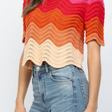Tammy Color Block Scalloped Hem Top - MTT Collective