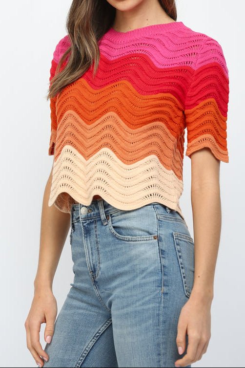 Tammy Color Block Scalloped Hem Top - MTT Collective