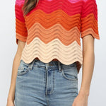 Tammy Color Block Scalloped Hem Top - MTT Collective