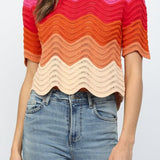 Tammy Color Block Scalloped Hem Top - MTT Collective