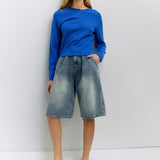 Cambria Rolled Neck Cardigan in blue
