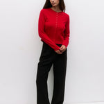 Cambria Rolled Neck Cardigan in red