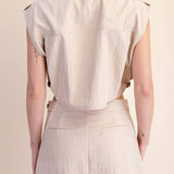 Teresa Lapel Collar Sleeveless Crop Jacket - MTT Collective