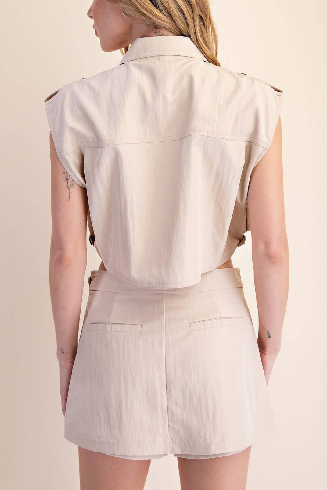 Teresa Lapel Collar Sleeveless Crop Jacket - MTT Collective