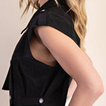 Teresa Lapel Collar Sleeveless Crop Jacket - MTT Collective