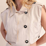 Teresa Lapel Collar Sleeveless Crop Jacket - MTT Collective