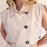 Teresa Lapel Collar Sleeveless Crop Jacket - MTT Collective