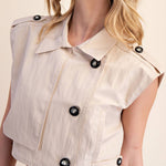 Teresa Lapel Collar Sleeveless Crop Jacket - MTT Collective