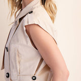 Teresa Lapel Collar Sleeveless Crop Jacket - MTT Collective