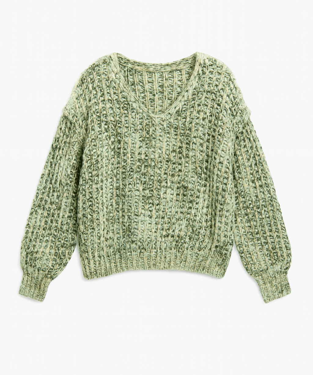 Tessa Lurex Knit V - Neck Sweater - MTT Collective