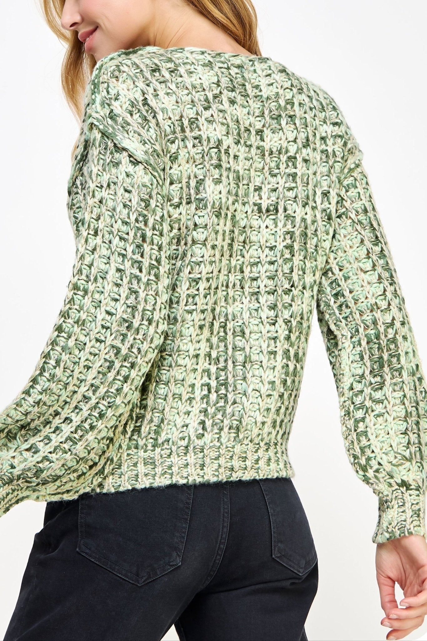 Tessa Lurex Knit V - Neck Sweater - MTT Collective