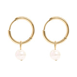 Tessa Pearl Charm Hoop Earrings - MTT Collective
