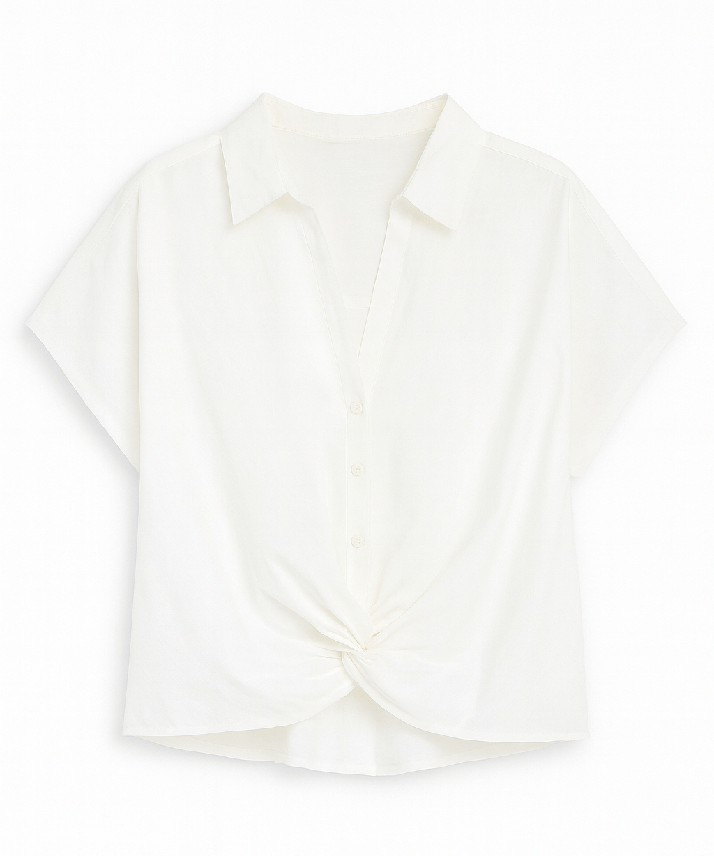 Textured Criss - Cross Collared Blouse - MTT Collective