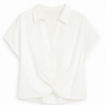 Textured Criss - Cross Collared Blouse - MTT Collective