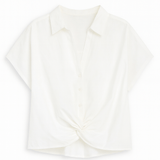 Textured Criss - Cross Collared Blouse - MTT Collective