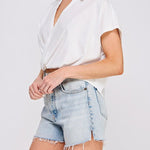 Textured Criss - Cross Collared Blouse - MTT Collective