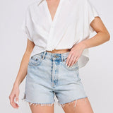 Textured Criss - Cross Collared Blouse - MTT Collective