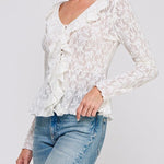 The Adeline Romantic Lace Ruffle Blouse - MTT Collective