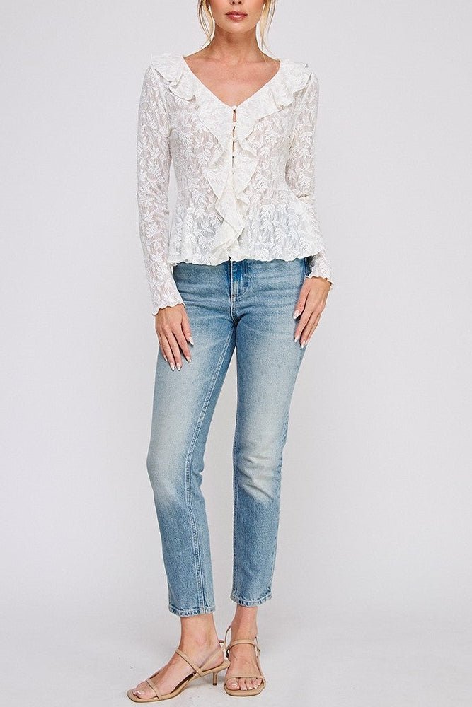 The Adeline Romantic Lace Ruffle Blouse - MTT Collective