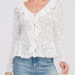 The Adeline Romantic Lace Ruffle Blouse - MTT Collective