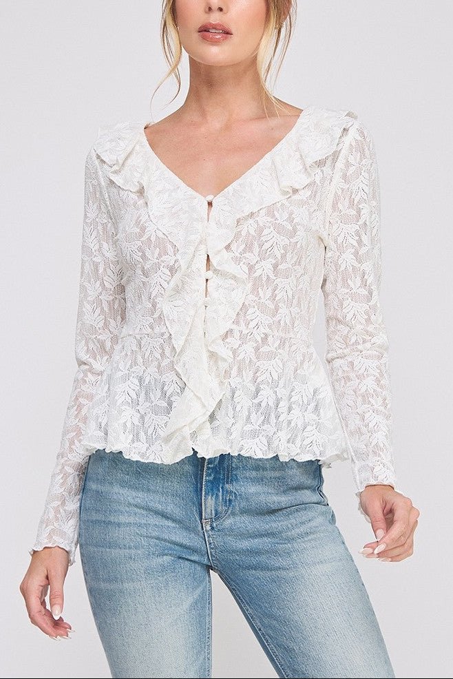 The Adeline Romantic Lace Ruffle Blouse - MTT Collective