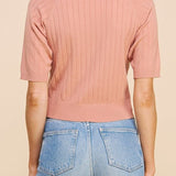 The Brielle Ribbed Mock - Neck Elbow Sleeve Top - MTT Collective