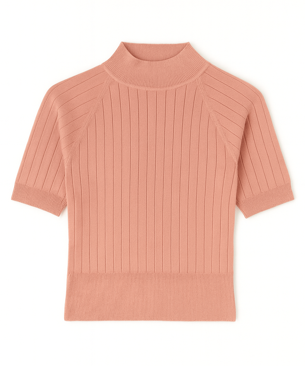The Brielle Ribbed Mock - Neck Elbow Sleeve Top - MTT Collective