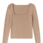 The Camille Square - Neck Rib Knit Pullover - MTT Collective