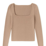 The Camille Square - Neck Rib Knit Pullover - MTT Collective