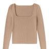 The Camille Square - Neck Rib Knit Pullover - MTT Collective