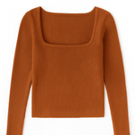 The Camille Square - Neck Rib Knit Pullover - MTT Collective