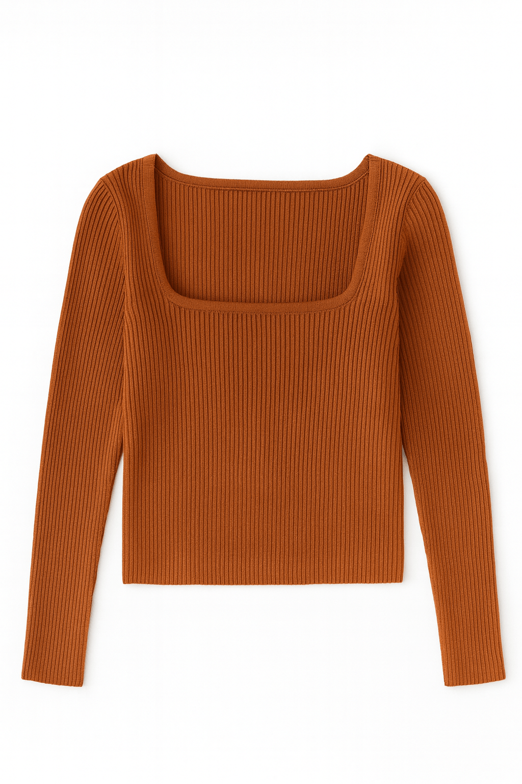 The Camille Square - Neck Rib Knit Pullover - MTT Collective