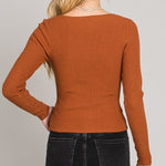 The Camille Square - Neck Rib Knit Pullover - MTT Collective