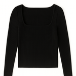 The Camille Square - Neck Rib Knit Pullover - MTT Collective