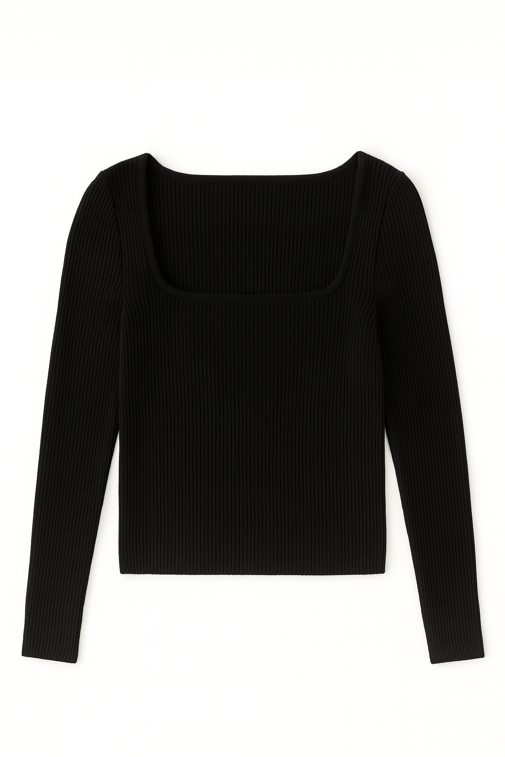 The Camille Square - Neck Rib Knit Pullover - MTT Collective