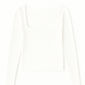 The Camille Square - Neck Rib Knit Pullover - MTT Collective