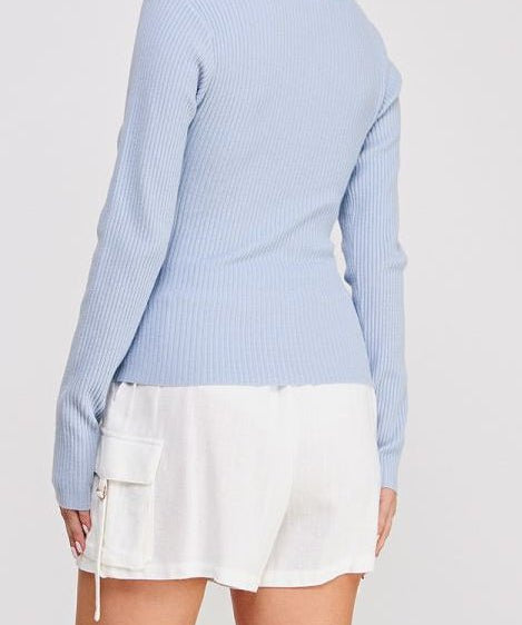 The Camille Square - Neck Rib Knit Pullover - MTT Collective